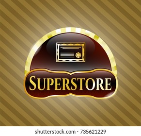  Shiny badge with certificate icon and Superstore text inside