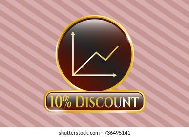  Shiny badge with chart icon and 10% Discount text inside