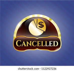  Shiny badge with chart icon and Cancelled text inside