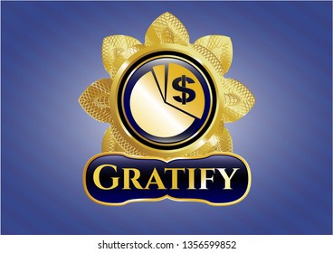  Shiny badge with chart icon and Gratify text inside