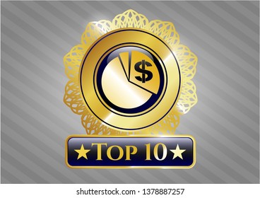  Shiny badge with chart icon and Top 10 text inside