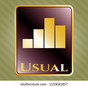  Shiny badge with chart icon and Usual text inside