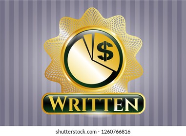  Shiny badge with chart icon and Written text inside