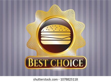   Shiny badge with cheeseburger icon and Best Choice text inside