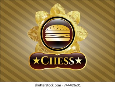  Shiny badge with cheeseburger icon and Chess text inside