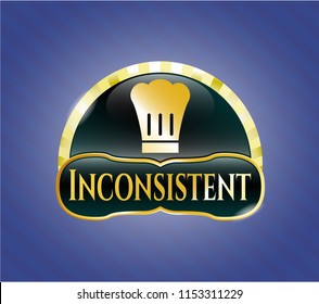  Shiny badge with chef hat icon and Inconsistent text inside