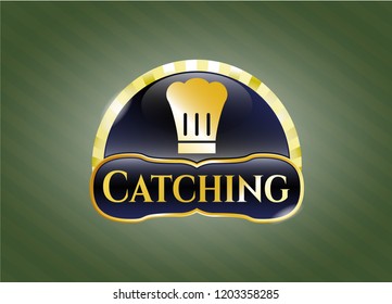  Shiny badge with chef hat icon and Catching text inside