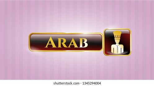  Shiny badge with chef icon and Arab text inside