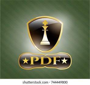  Shiny badge with chess king icon and PDF text inside