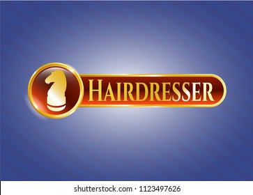  Shiny badge with chess knight icon and Hairdresser text inside