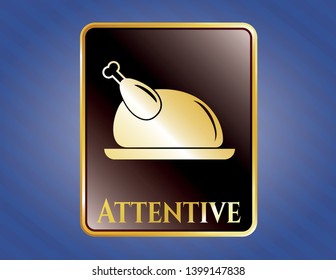  Shiny badge with chicken dish icon and Attentive text inside