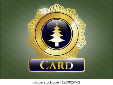  Shiny badge with christmas tree icon and Card text inside