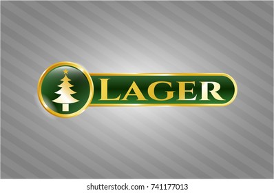 Shiny badge with christmas tree icon and Lager text inside