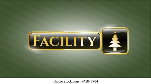  Shiny badge with christmas tree icon and Facility text inside