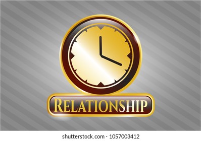  Shiny badge with clock, time icon and Relationship text inside