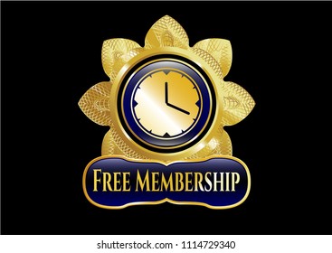  Shiny badge with clock, time icon and Free Membership text inside