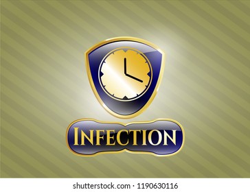  Shiny badge with clock, time icon and Infection text inside