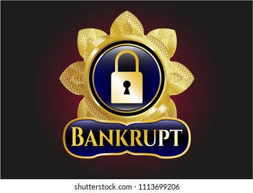   Shiny badge with closed lock icon and Bankrupt text inside