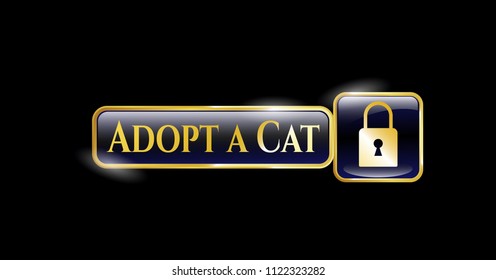  Shiny badge with closed lock icon and Adopt a Cat text inside