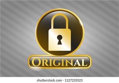  Shiny badge with closed lock icon and Original text inside