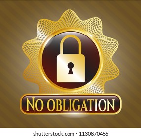  Shiny badge with closed lock icon and No obligation text inside