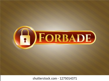  Shiny badge with closed lock icon and Forbade text inside