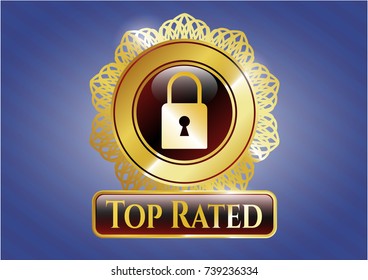  Shiny badge with closed lock icon and Top Rated text inside