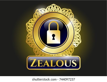  Shiny badge with closed lock icon and Zealous text inside