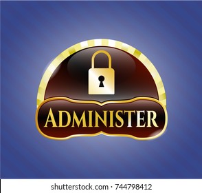  Shiny badge with closed lock icon and Administer text inside