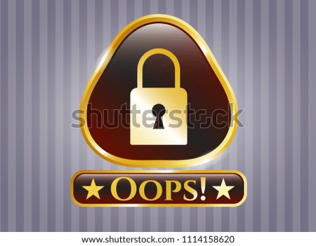  Shiny badge with closed lock icon and Oops! text inside