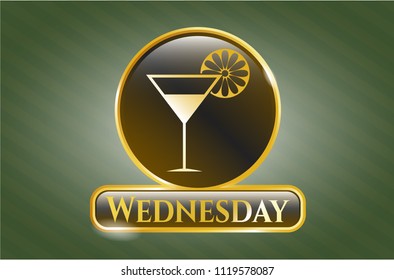  Shiny badge with cocktail glass icon and Wednesday text inside