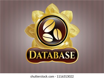  Shiny badge with coffee bean icon and Database text inside