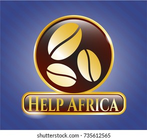  Shiny badge with coffee bean icon and Help Africa text inside