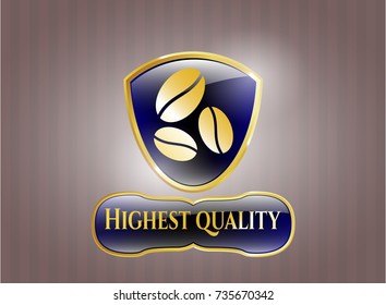 Shiny badge with coffee bean icon and Highest Quality text inside
