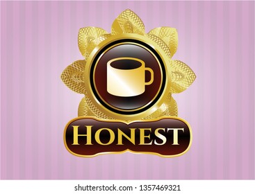  Shiny badge with coffee cup icon and Honest text inside