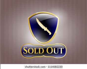  Shiny badge with combat knife icon and Sold Out text inside