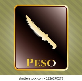  Shiny badge with combat knife icon and Peso text inside