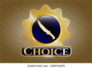  Shiny badge with combat knife icon and Choice text inside
