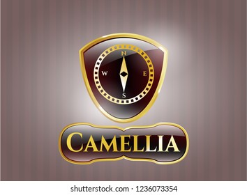  Shiny badge with compass icon and Camellia text inside