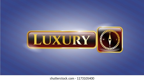  Shiny badge with compass icon and Luxury text inside