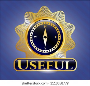  Shiny badge with compass icon and Useful text inside