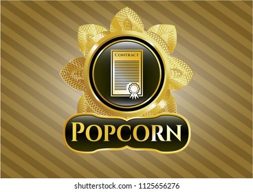  Shiny badge with contract icon and Popcorn text inside