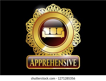  Shiny badge with couch icon and Apprehensive text inside