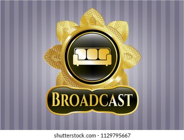  Shiny badge with couch icon and Broadcast text inside