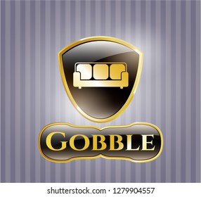  Shiny badge with couch icon and Gobble text inside