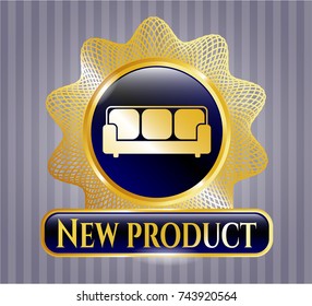  Shiny badge with couch icon and New Product text inside