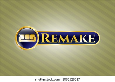  Shiny badge with couch icon and Remake text inside
