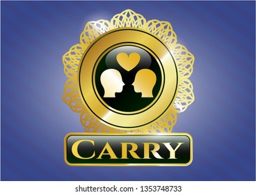  Shiny badge with couple in love icon and Carry text inside