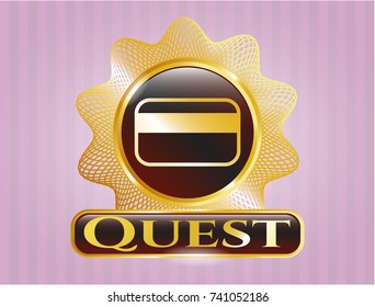  Shiny badge with credit card icon and Quest text inside