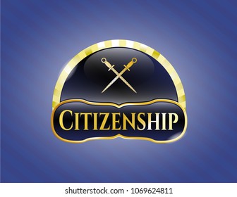   Shiny badge with crossed swords icon and Citizenship text inside
